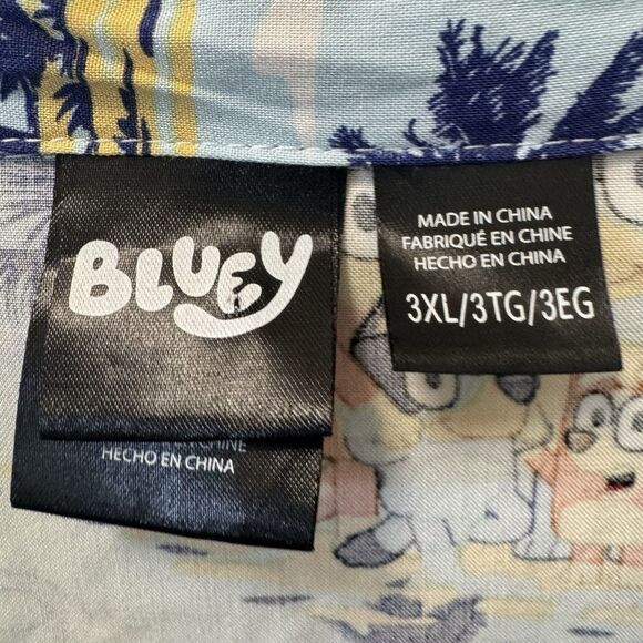 Bluey‎ Family Men’s Button Down Hawaiian Shirt 3XL Blue Beach Surf - Picture 3 of 4